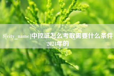 西双版纳中控证怎么考取需要什么条件2024年的